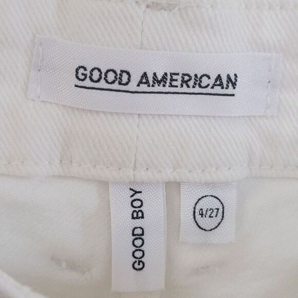 Good‎ American Good Boy Buttonfly Ripped Distressed Slit Jeans Sz 4 | 27 White - Picture 7 of 16